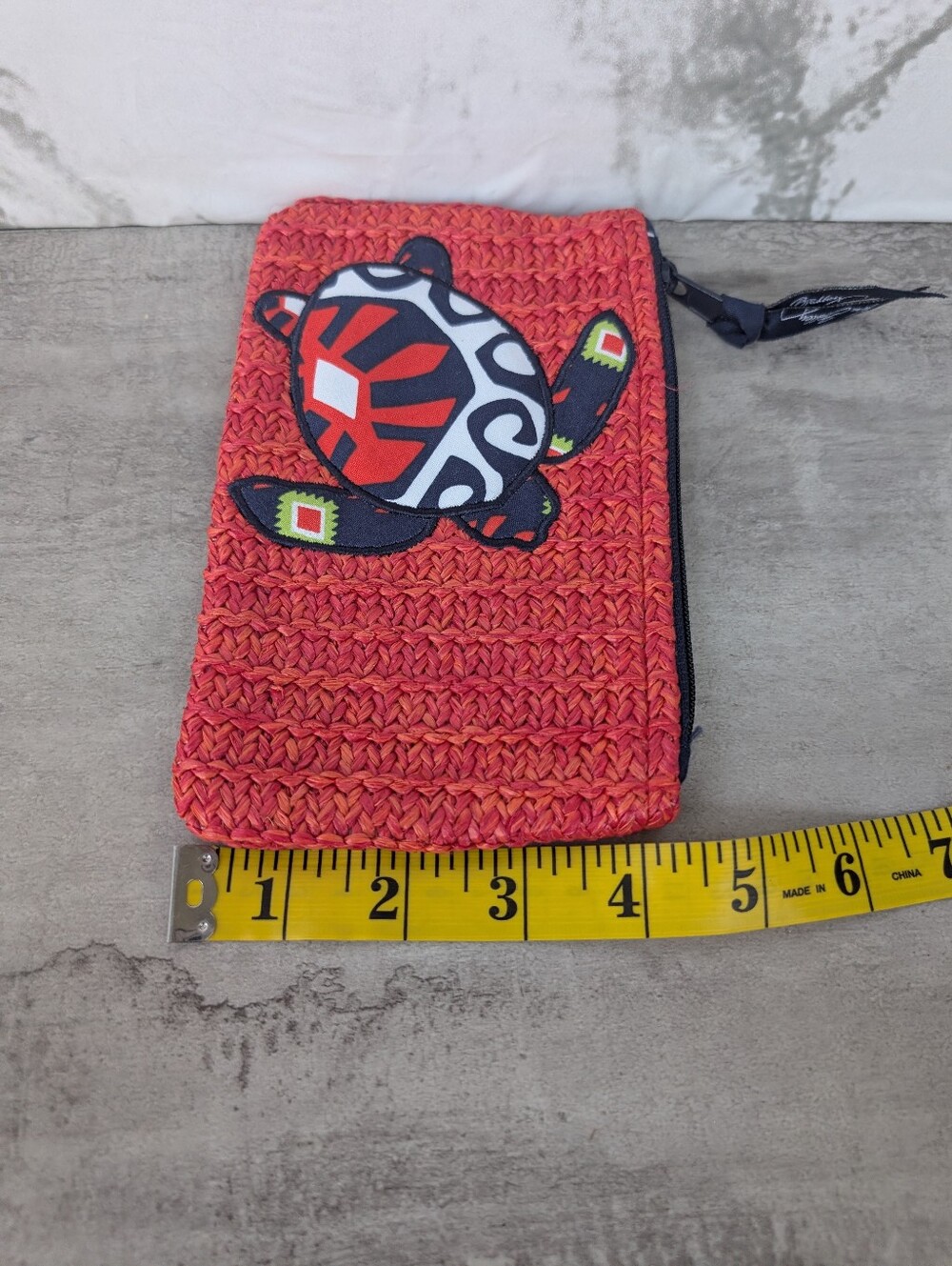 Vera Bradley Seashore Zip Pouch Sun Valley Turtle Straw Clutch Coin Purse - Picture 4 of 7